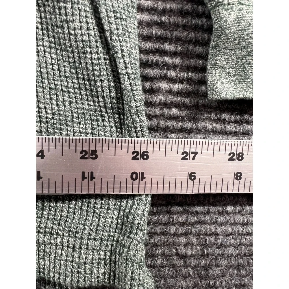 Vintage Alpine Ridge Rugged Wear Thermal Henley Shirt Green Marl Waffle Knit USA